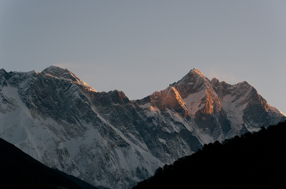Sunrise on Everest and Lhotse